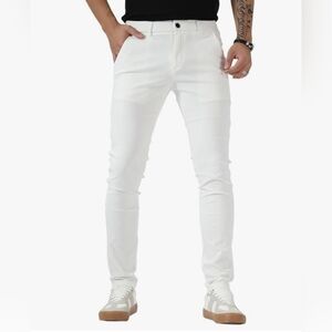 Mens Plaid & Plain White Pants
